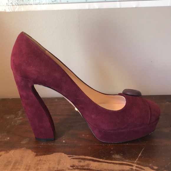 Prada suede platform heel Button front 38 1/2 - Picture 2 of 7